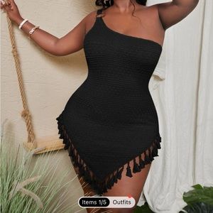 Never Worn  Black crochet fringe dress